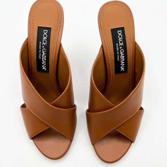 Dolce & Gabbana 105mm Crisscross Elegant Leather Slide Mules - Picture 5 of 15